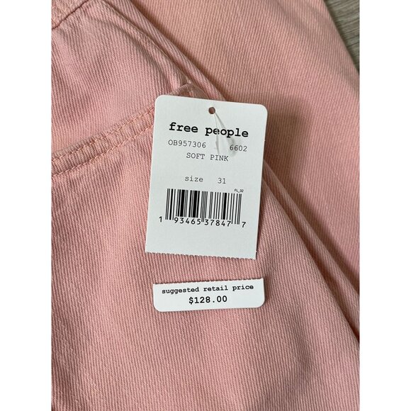 Free People City of Lights Soft Pink High Waist Tapered Cotton Pants Size 31 NWT - Picture 9 of 13